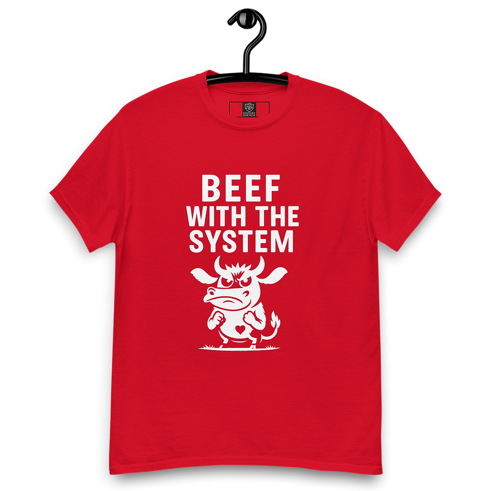 Thumbnail: Beef with the System Funny Protest Shirt Angry Cartoon Cow