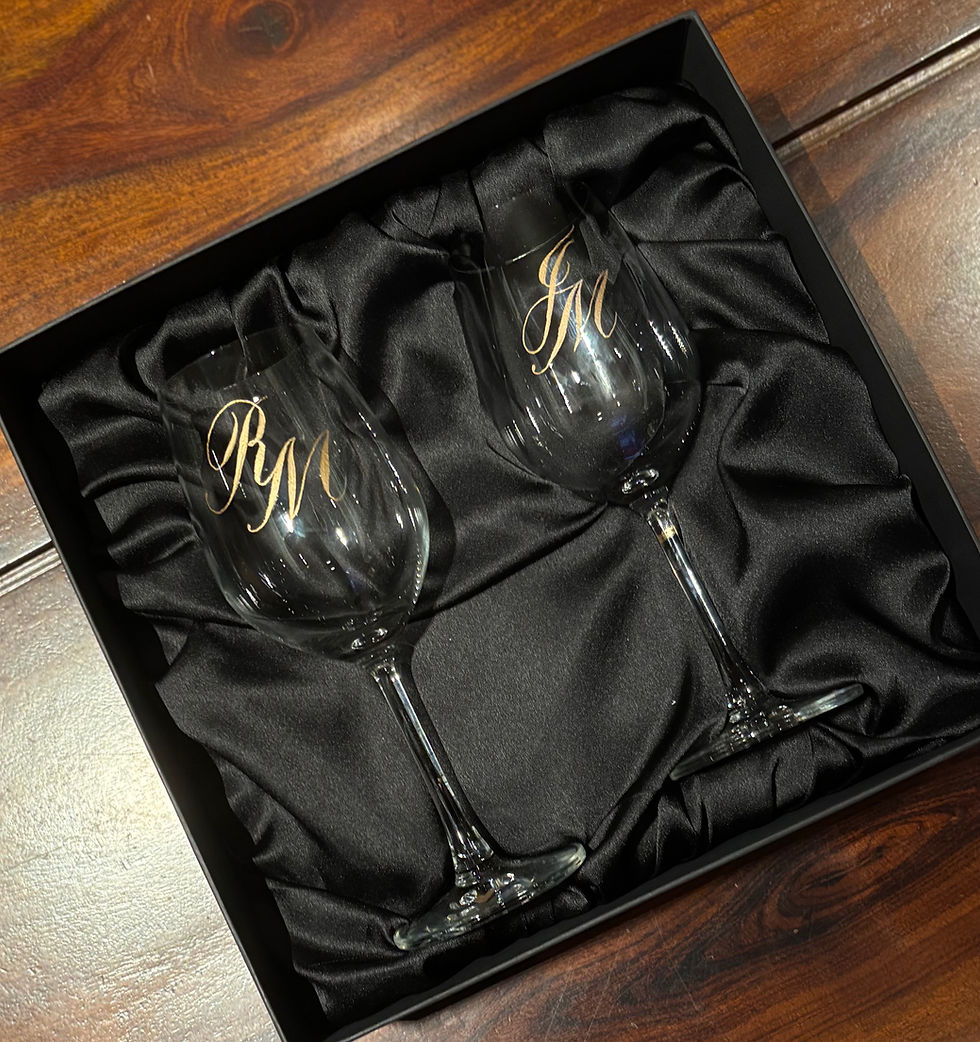 Thumbnail: Customised wine glasses, engraved wine glasses, wine glass with name, engraved glassware