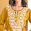 Thumbnail: Yellow Rayon Cotton Chikankari Style Embroidery Kurta Plazo Coord Set for Women