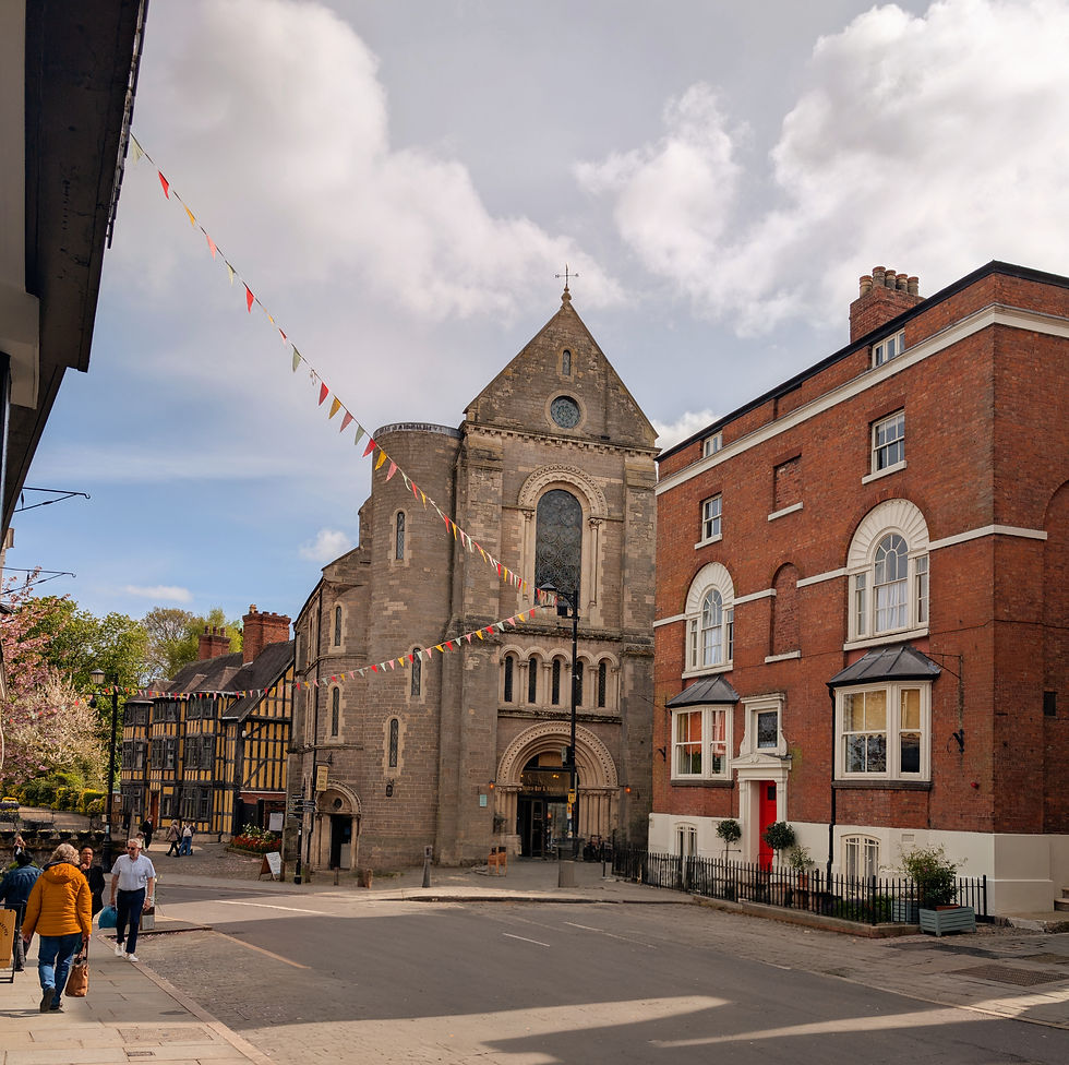 Three buildings typifying the changing architecture of Shrewsbury