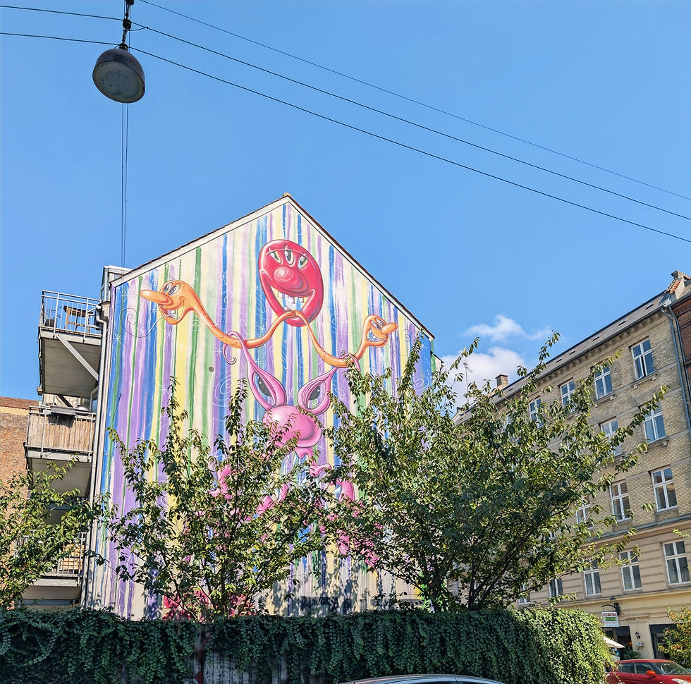 Colourful mural on a Nørrebro apartment block