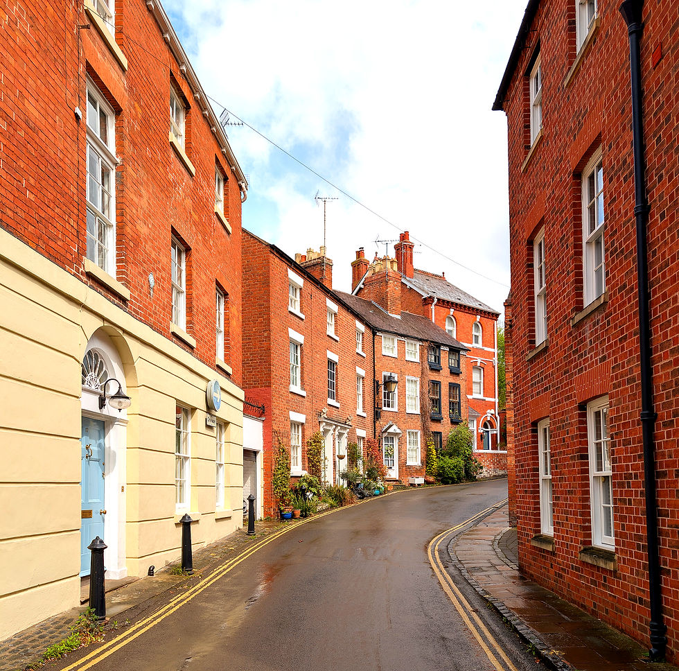 A Georgian street with townhouses