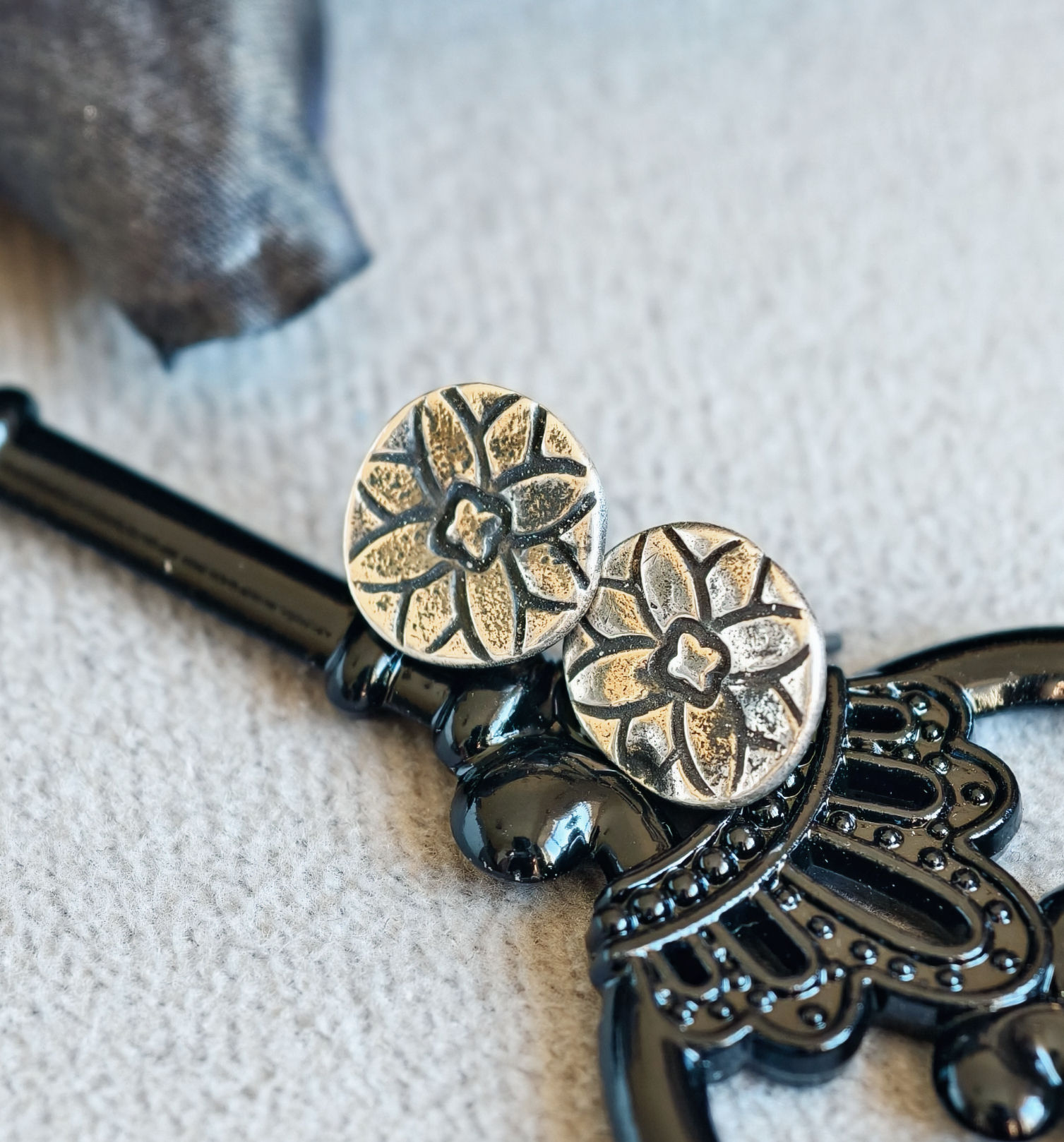 Gothic Cathedral Window Silver Stud Earrings - Architectural Jewellery