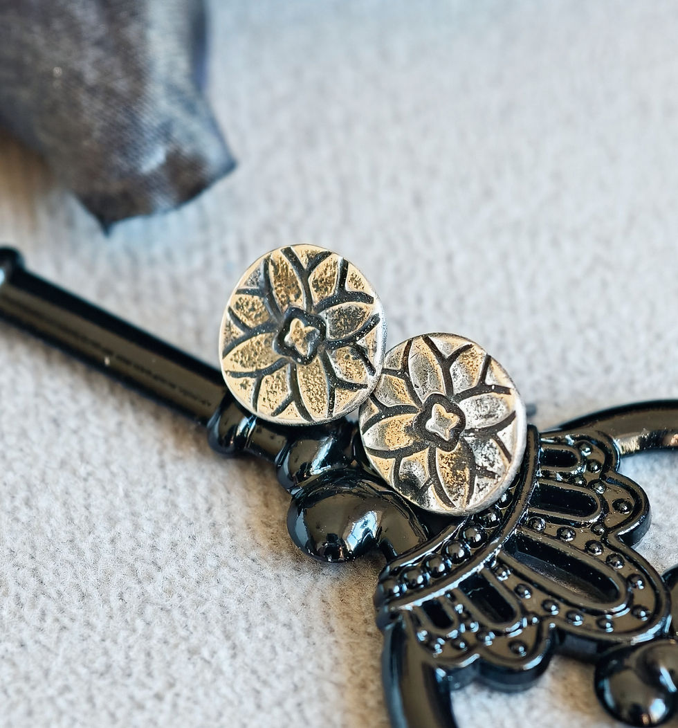 Thumbnail: Gothic Cathedral Window Silver Stud Earrings - Architectural Jewellery
