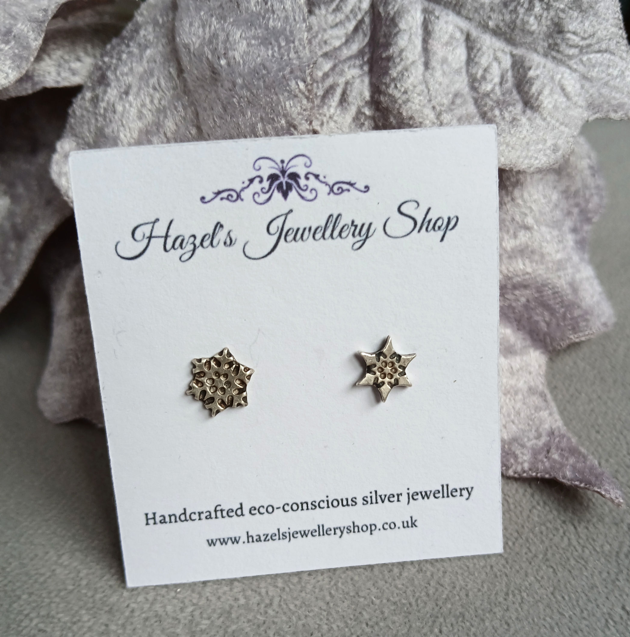 Silver Mismatch Snowflake Stud Earrings - Eco-Conscious - Handcrafted