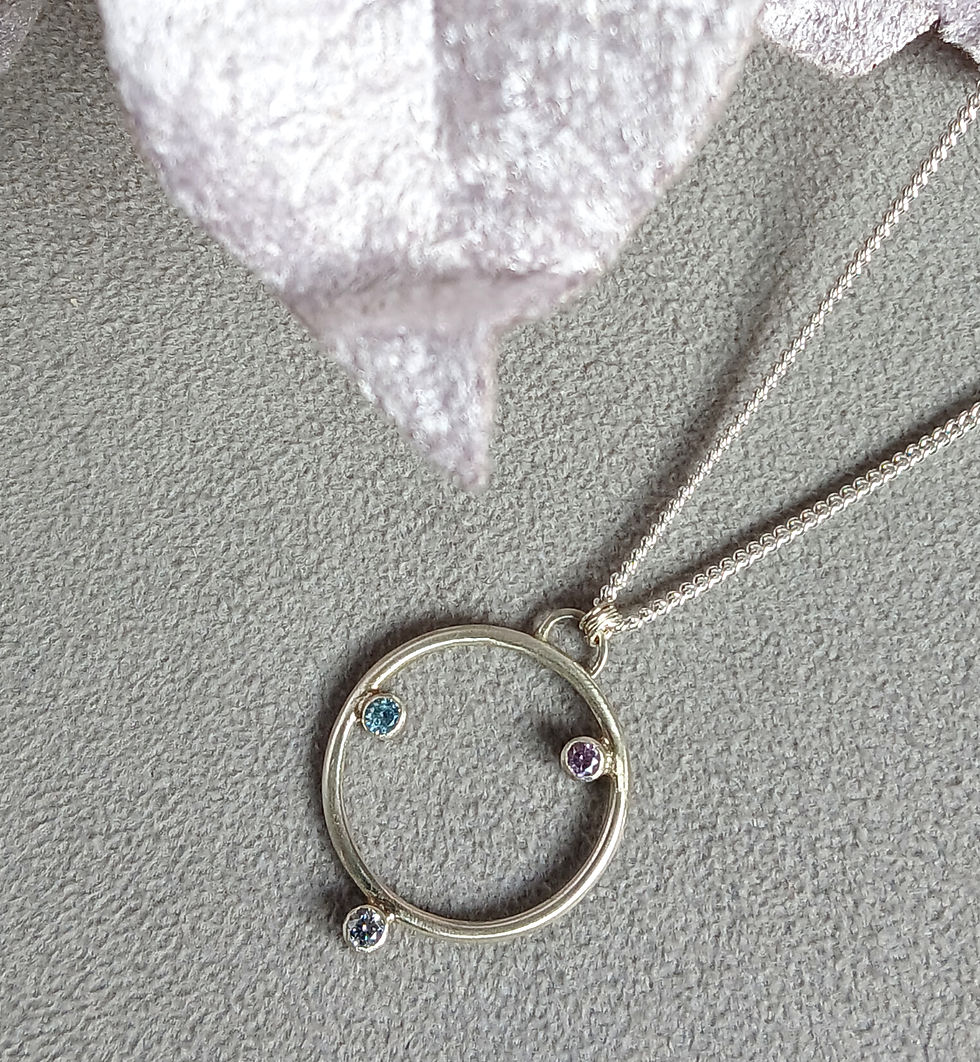 Sparkling Circle Cubic Zirconia Necklace - Eco Sterling Silver - Handcrafted
