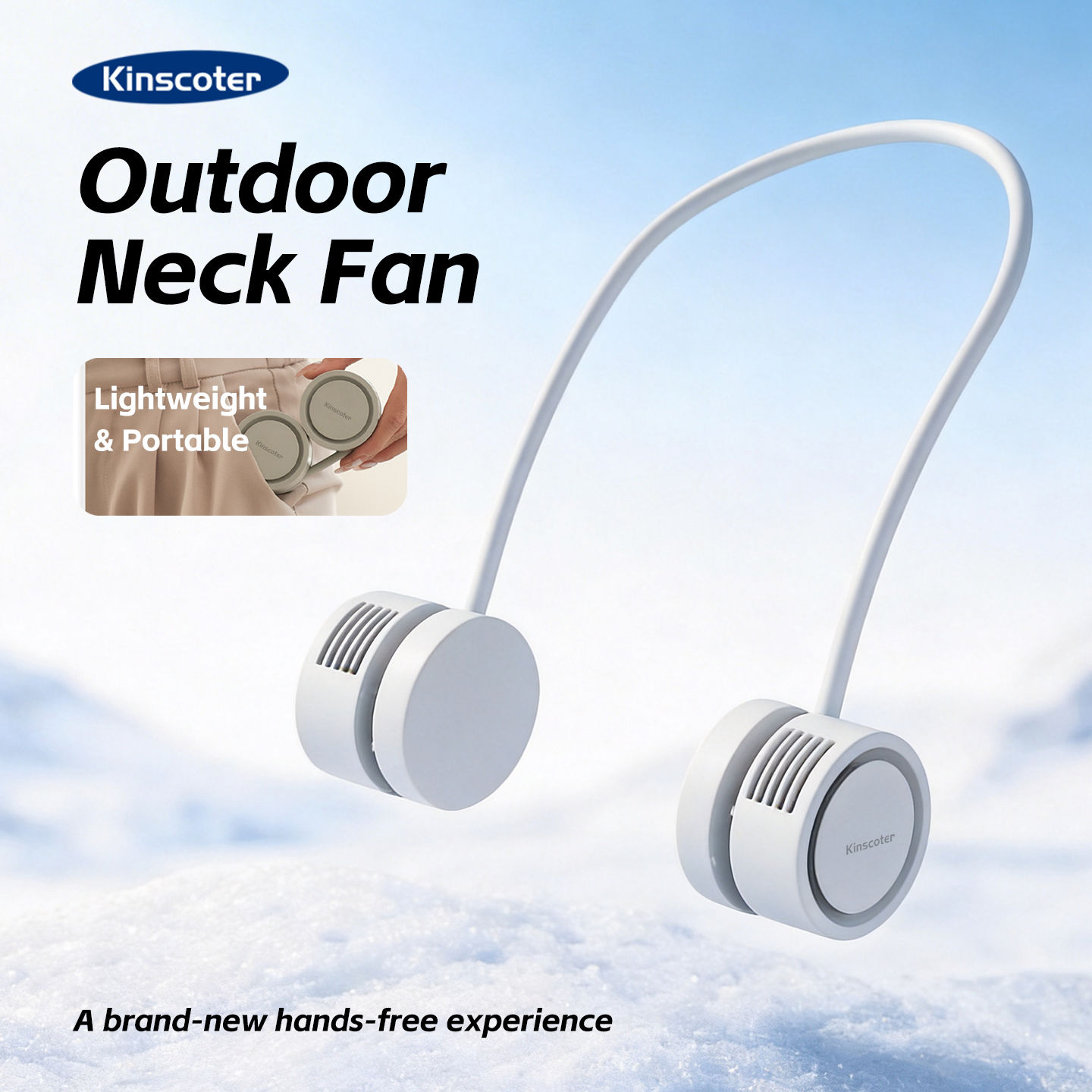 Kinscoter Portable Hands-Free Neck Fan with 4 Speeds & Quiet Bladeless Design