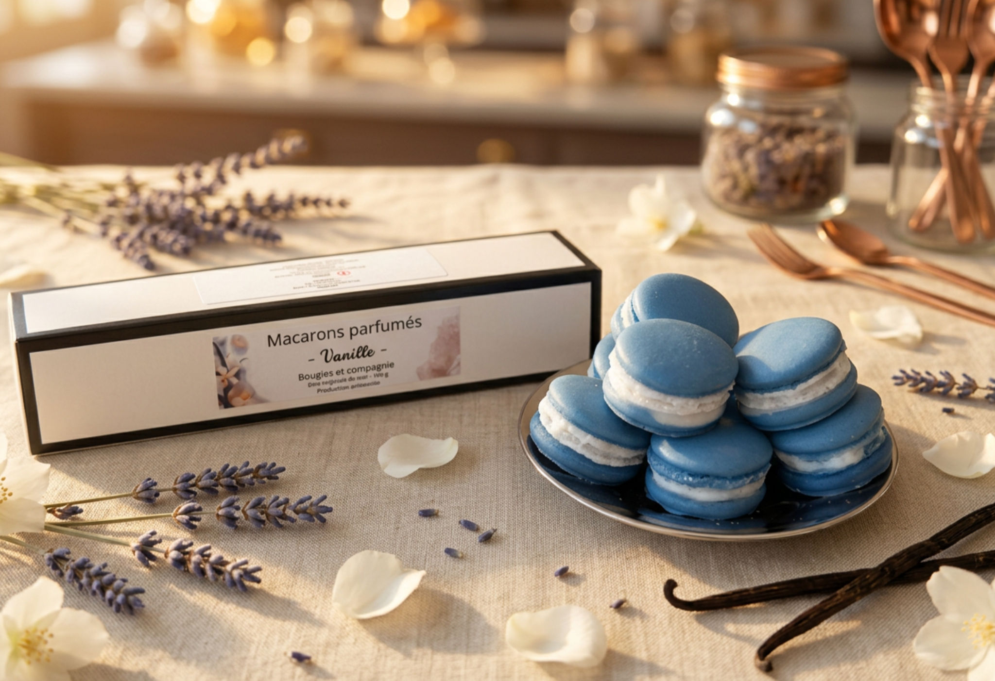 Boîte de macarons vue de face