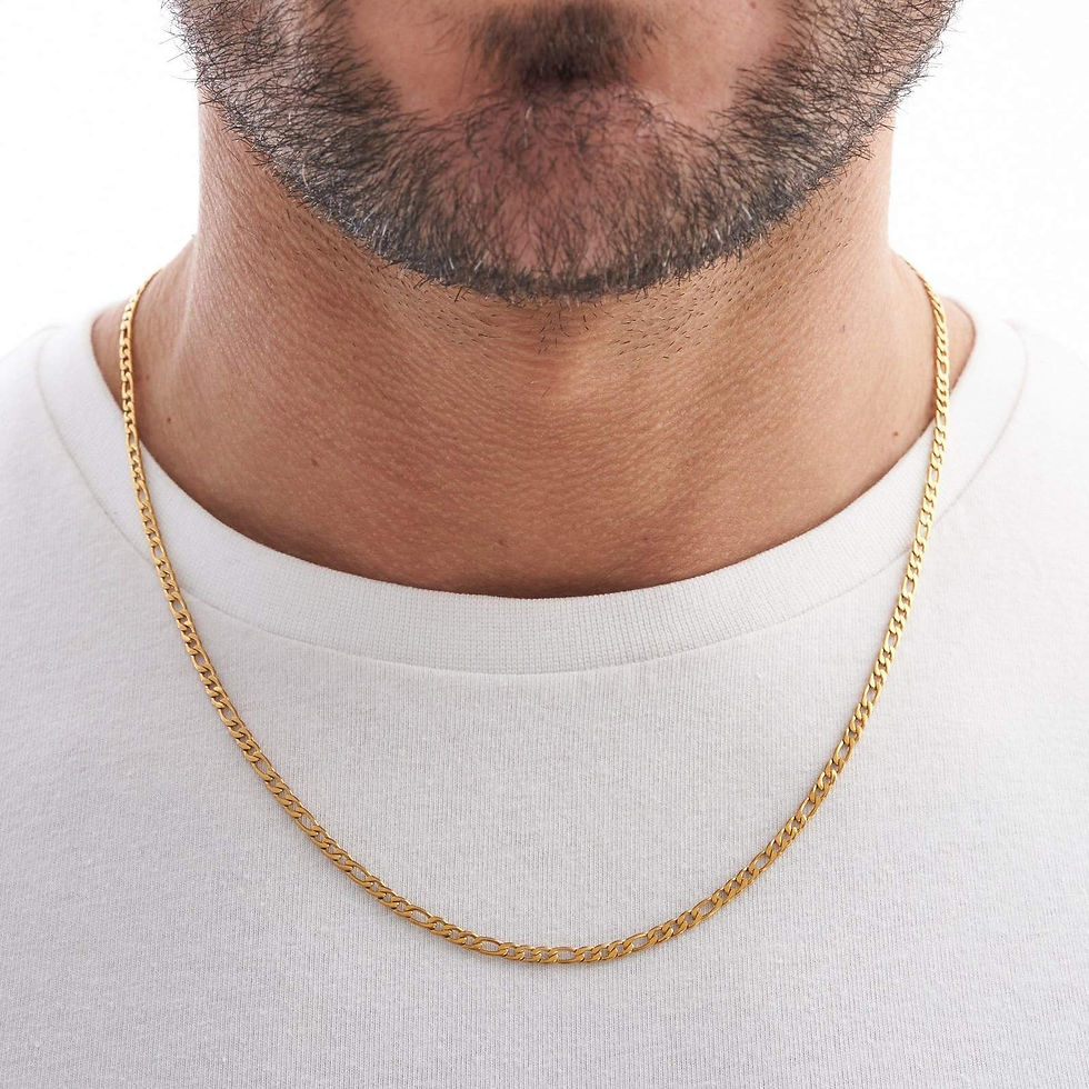 Thumbnail: Figaro 3mm Gold Chain Necklace