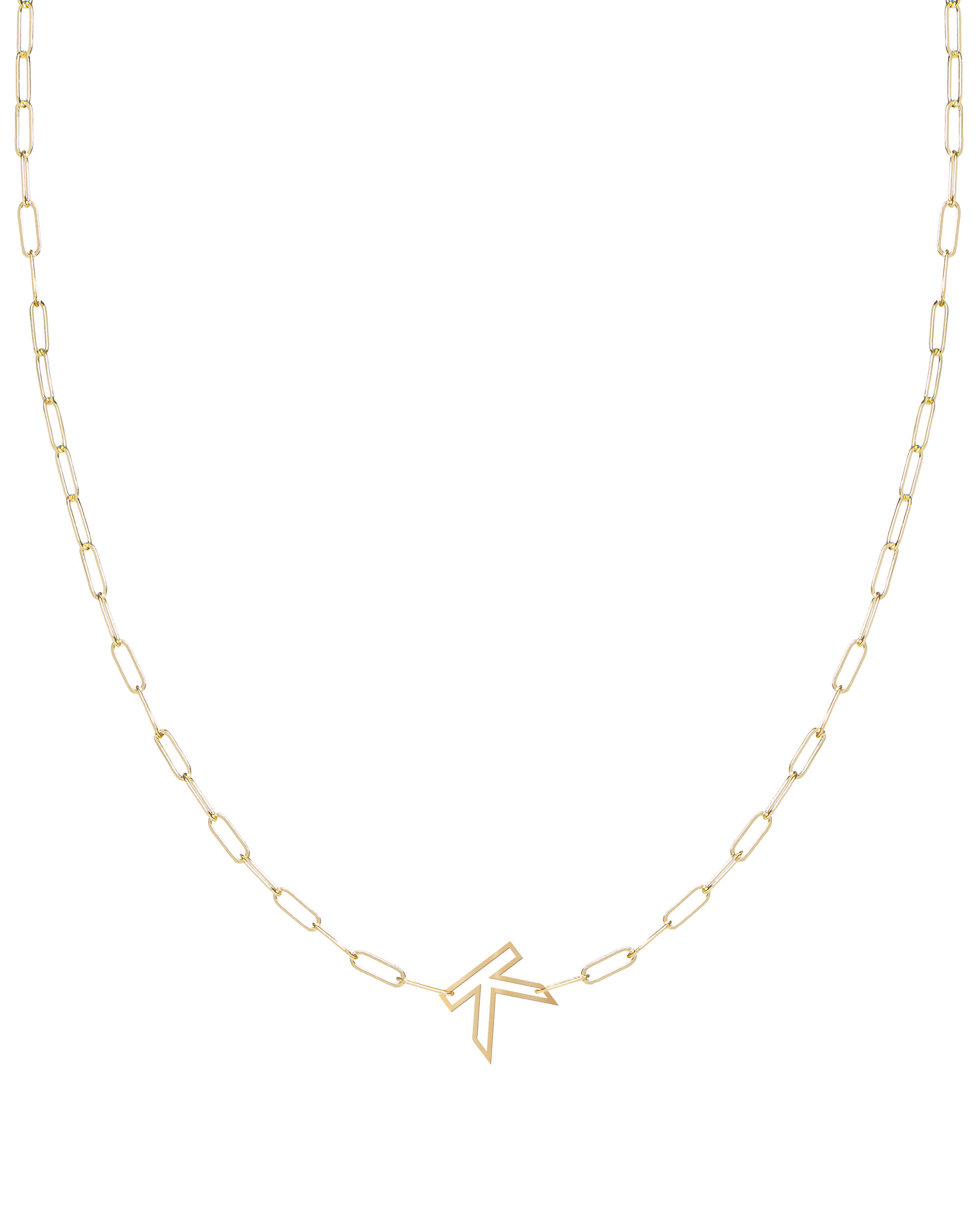 Hollow Gold Initial Necklace