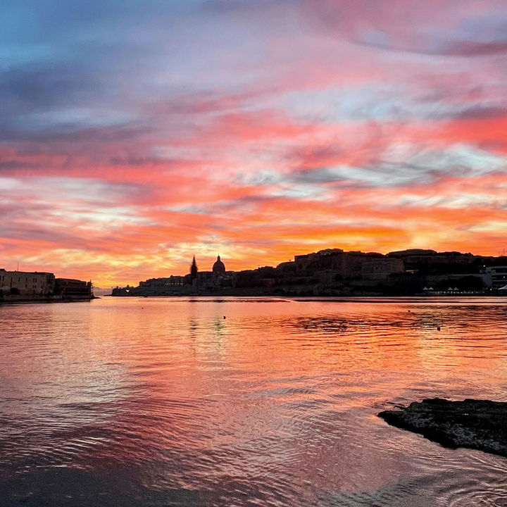 Valletta skyline sunrise Malta