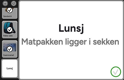 Ordbilde i brukermodus. Lunsj. Matpakken ligger i sekken
