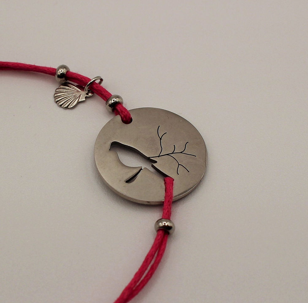 Miniature : Bracelet "Petite Miaule" en fil de coton et acier Rouminette à bicyclette