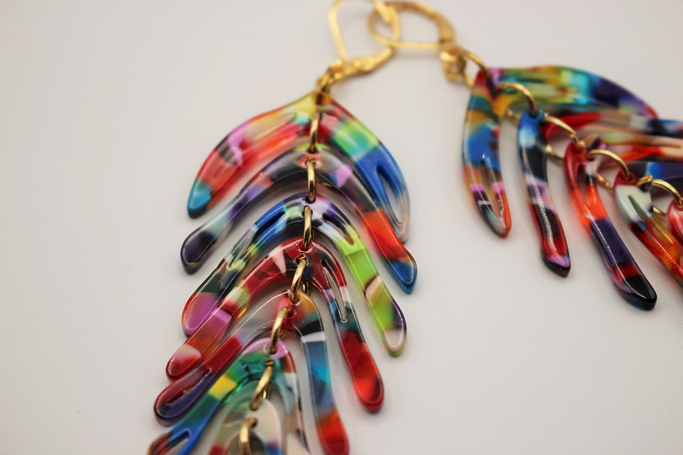 Miniature : Boucles d'oreilles FEUILLES en résine multicolore, Le comptoir miaulétou