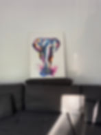 Splash Elephant Canvas Wall Art - displayed above sofa