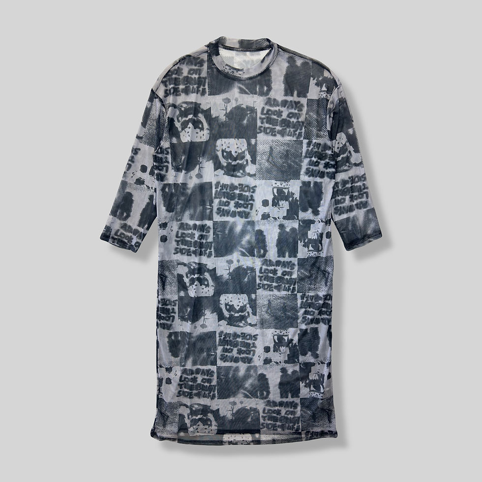 Vestido transparencia full print