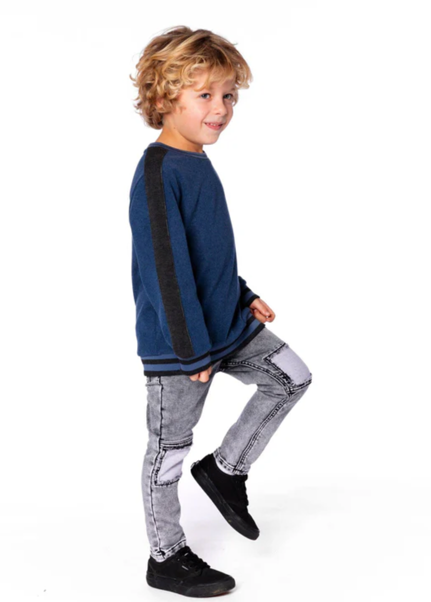 Super Soft Flat Back Rib Sweatshirt Dark Steel Blue