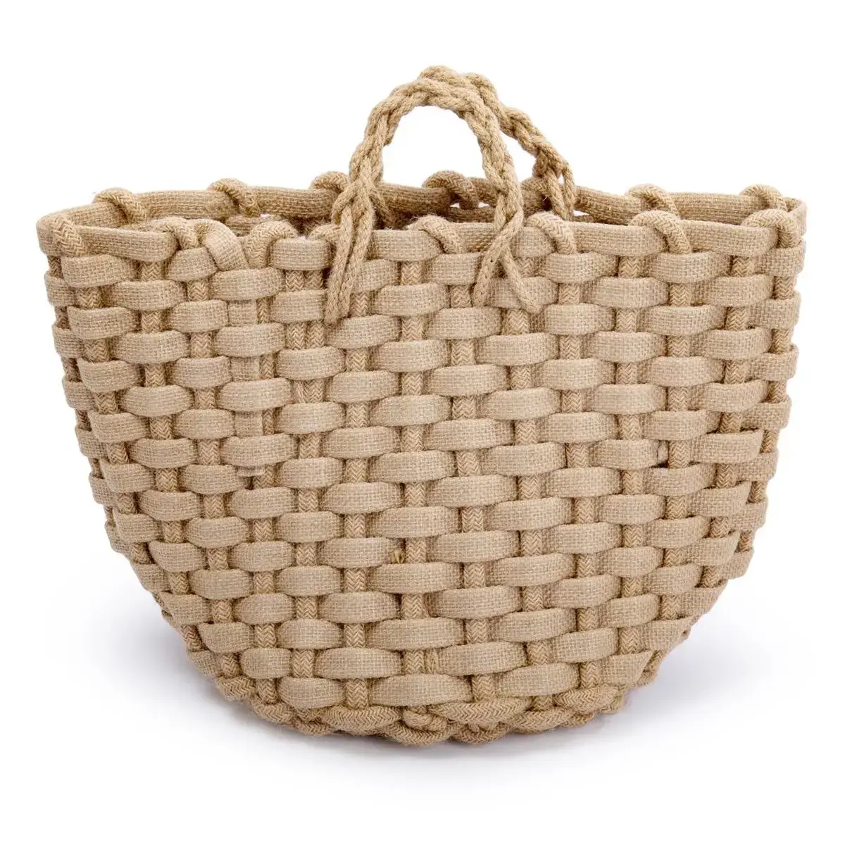 Chunky Jute Woven Basket with Handle sm