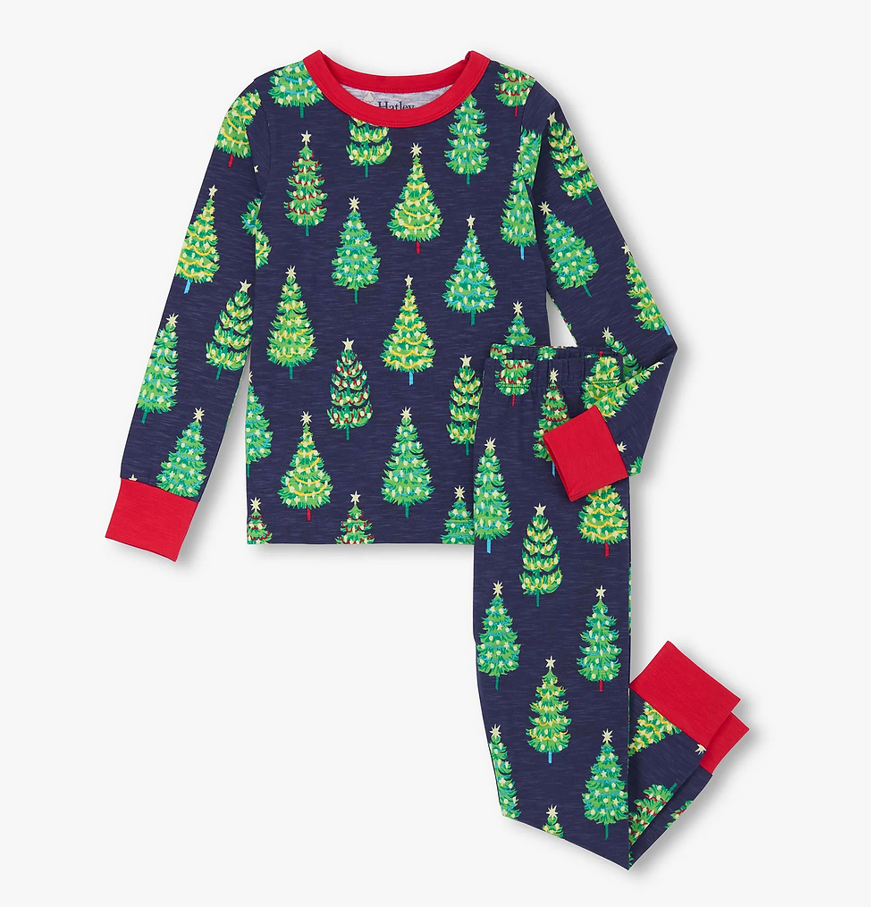 Bottle Brush Trees Cotton Pajama Set