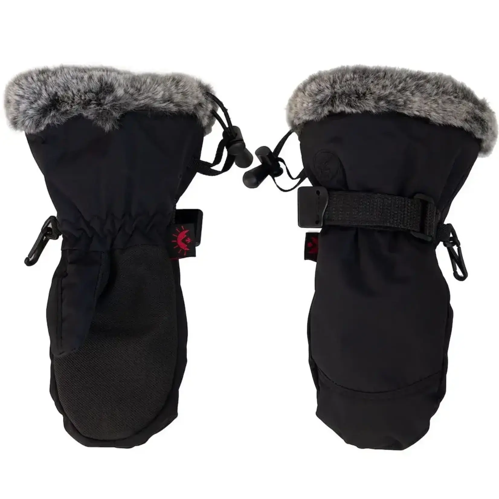 black mitts with fur - w1773 medium
