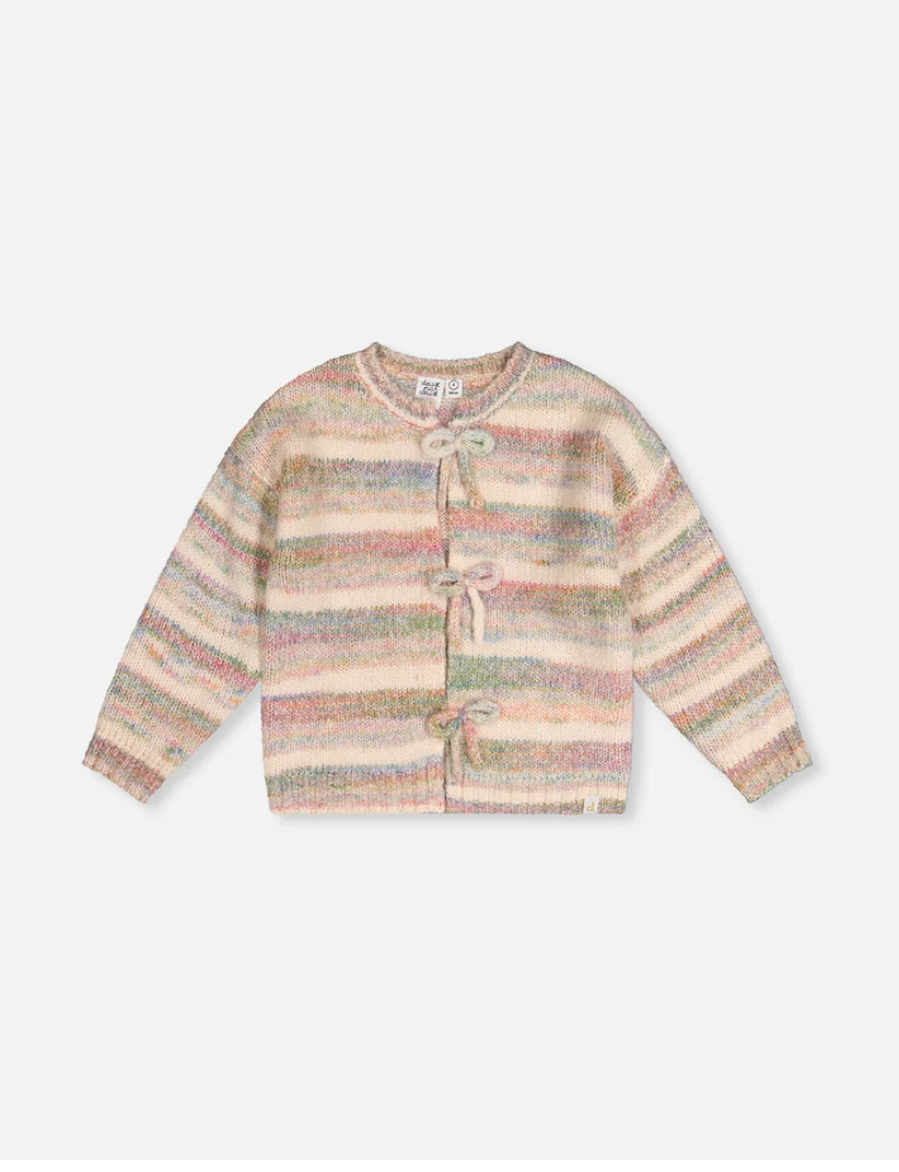 Knitted Cardigan Mauve And Blue Knitwear