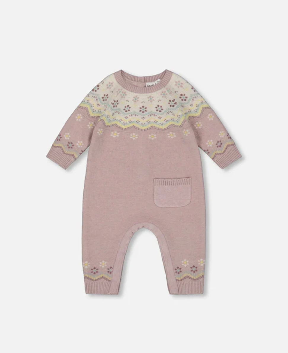 Jacquard Knitted Romper Keepsake Lilac