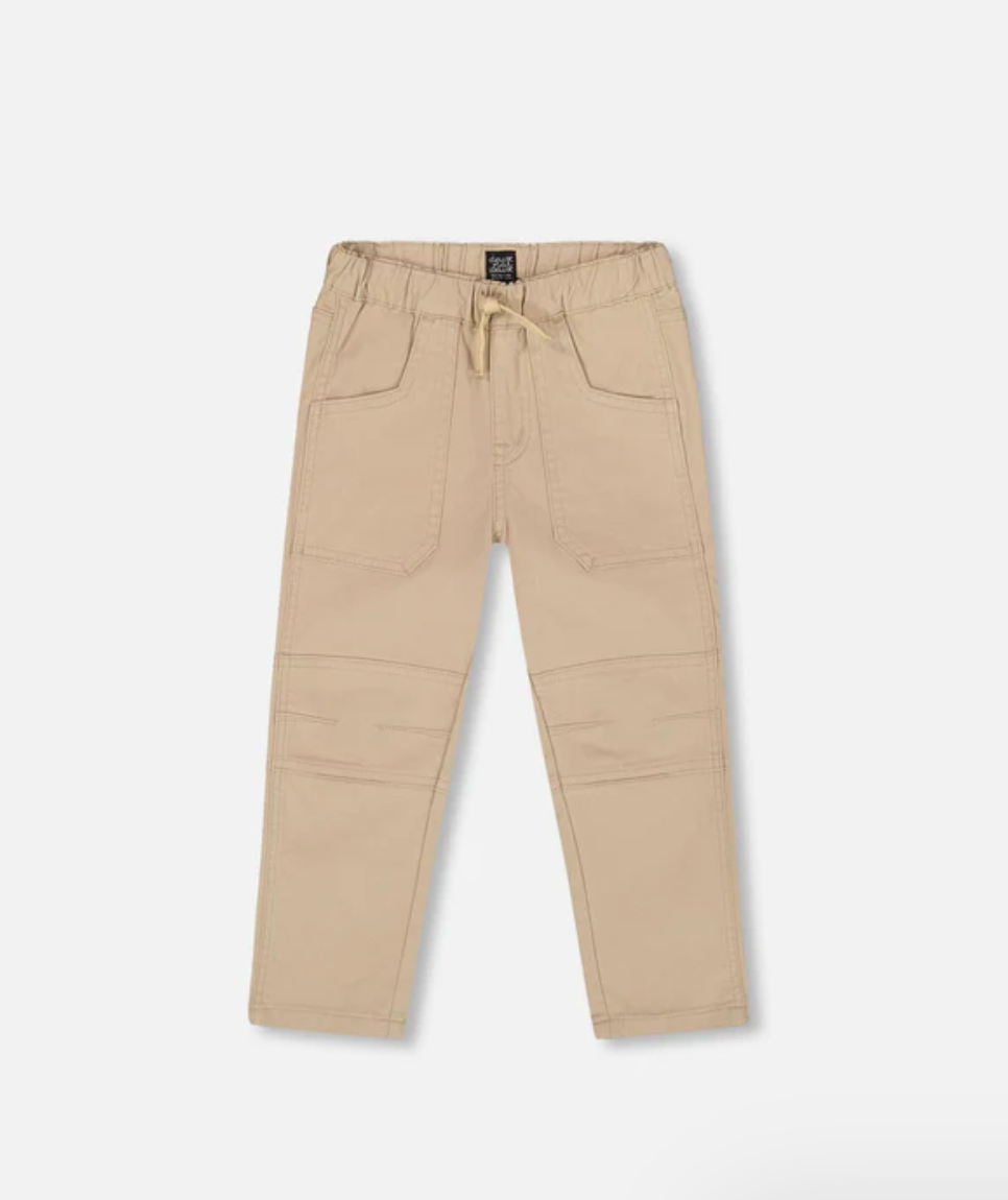 Twill Jogger Pants With Patch Pockets In Beige