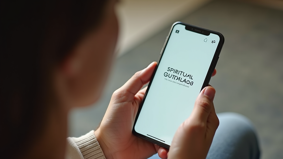 Close-up view of a person holding a smartphone with a spiritual guidance chat open