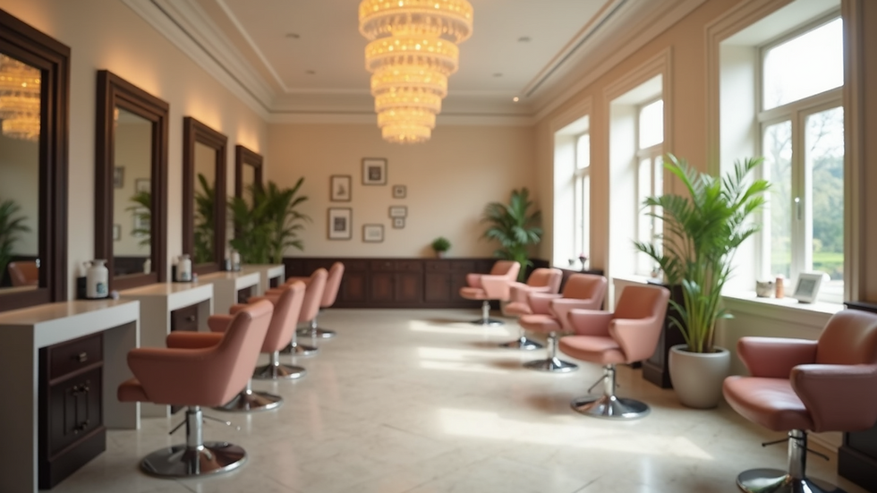 Close-up view of a beauty salon interior with elegant decor