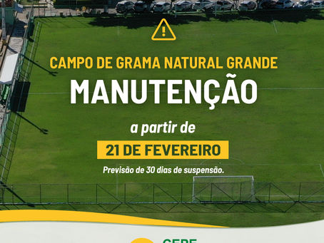 Campo gramado grande estará em manutenção a partir de 21/2