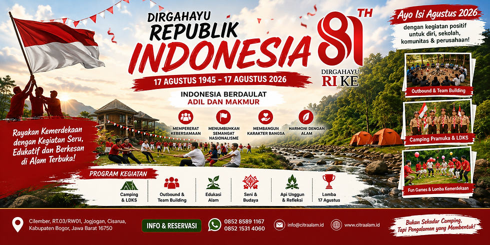 Jadikan Agustus 2026 sebagai momen untuk mempererat kebersamaan, membangun semangat nasionalisme, dan menciptakan kenangan indah bersama keluarga, teman, maupun rekan kerja.