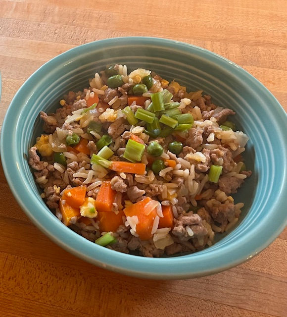 Turkey Fried Rice with peas and carrots