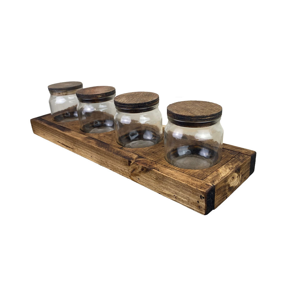 Plateau apothicaire avec 4 bocaux
