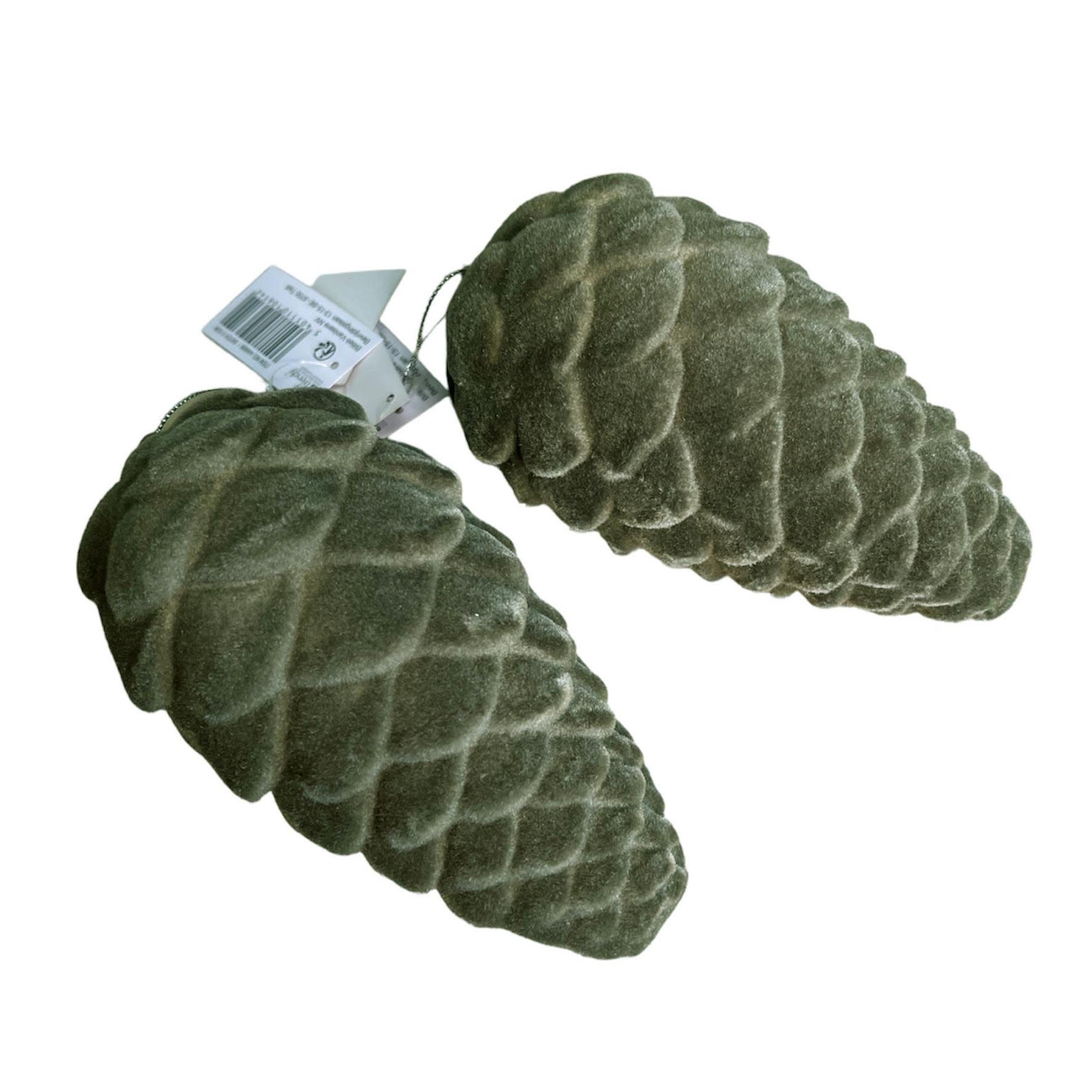 Lot de 2 "Pomme de Pin velour vert"