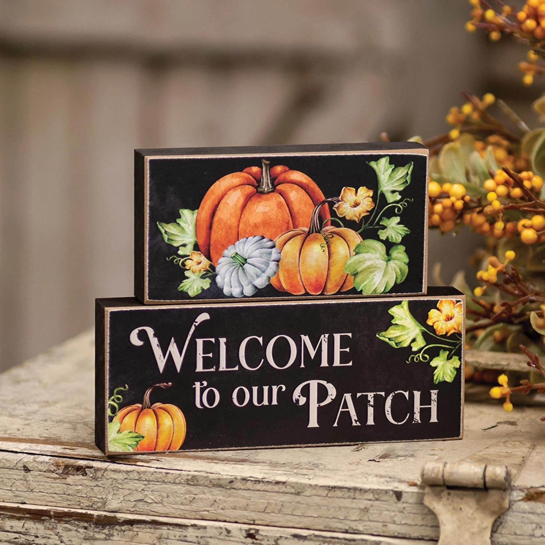 Lot de 2 petits blocs empilables "Welcome to Our Patch"