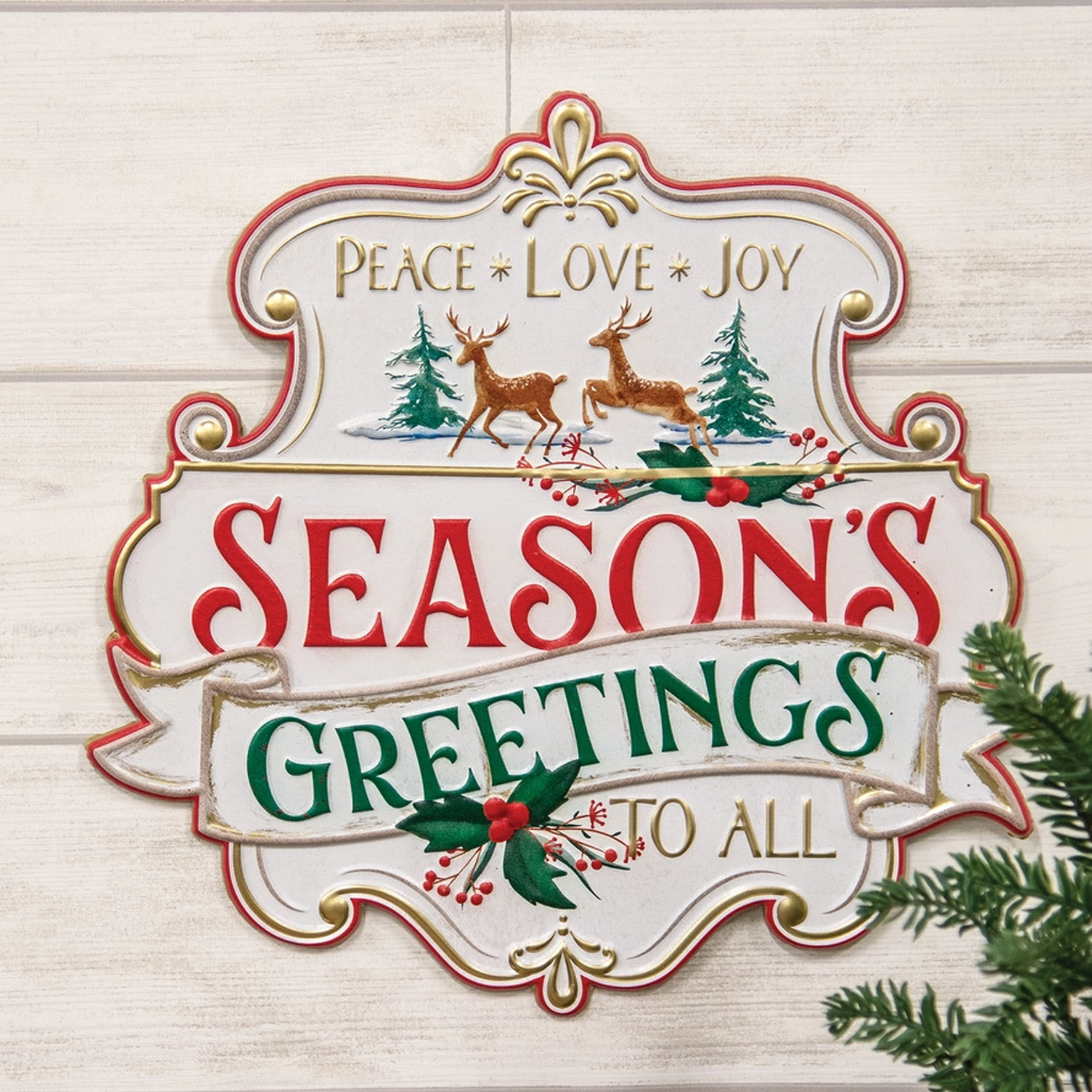 Sign métal gaufré Vieilli "Joyeuses Fêtes à Tous"