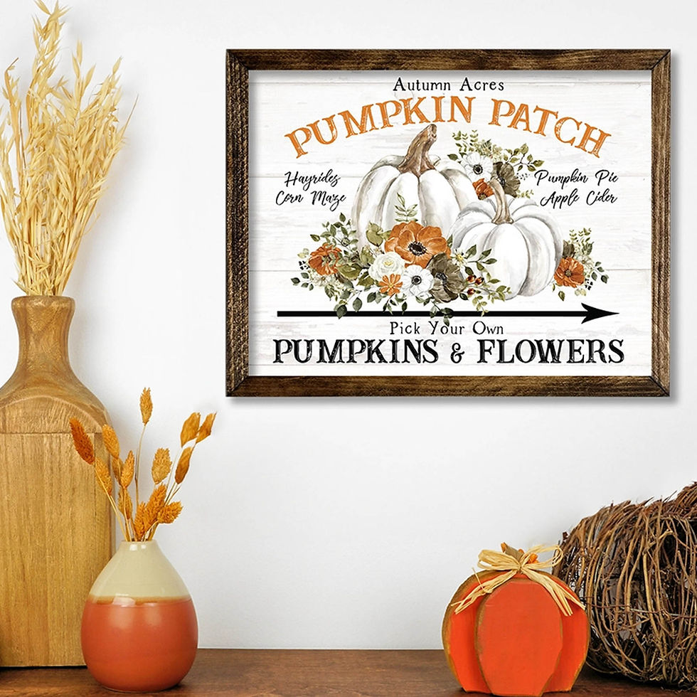 Cadre sign bois "PUMPKINS AND FLOWER PATCH"