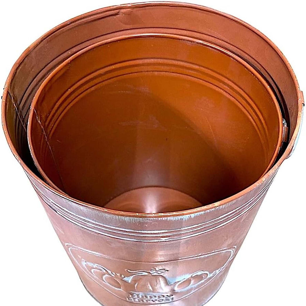 Miniature : Lot de 2 bukets décoratifs en métal citrouille orange brûlé