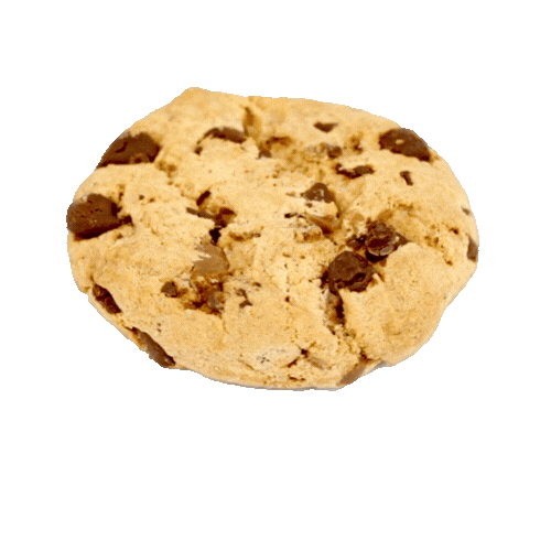 animação de cookie com gotas de chocolate, representando o uso de cookies no site da rawr design