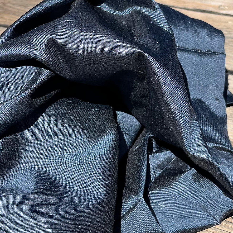 Thumbnail: TS 039 5 yards of Raw Thai Silk (Gold, Silver, Blue-Gray Stripes)