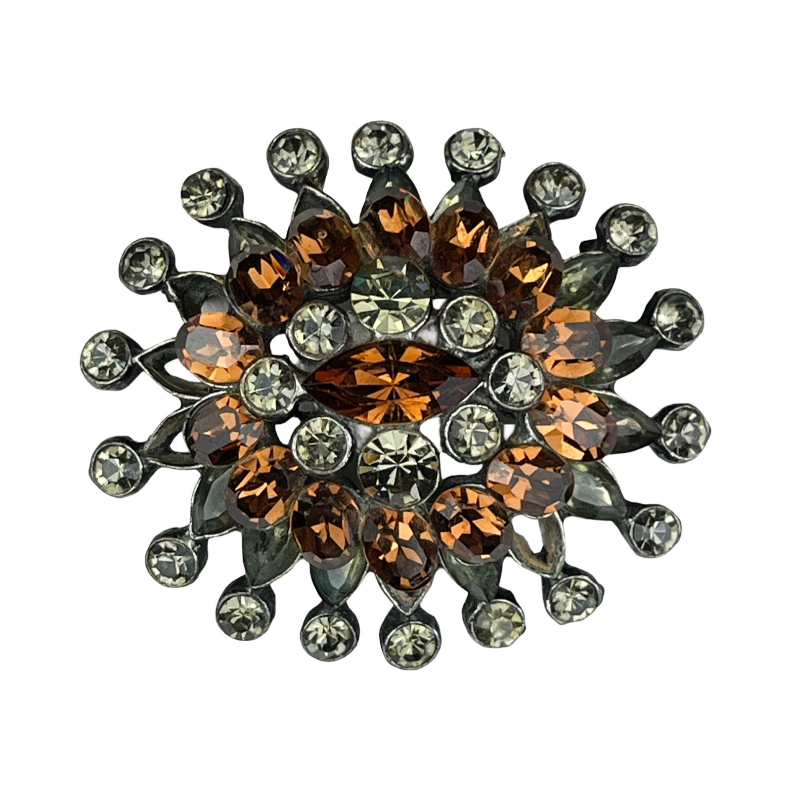 Vintage Schreiner Rhinestone Dome Brooch (Missing Stones)