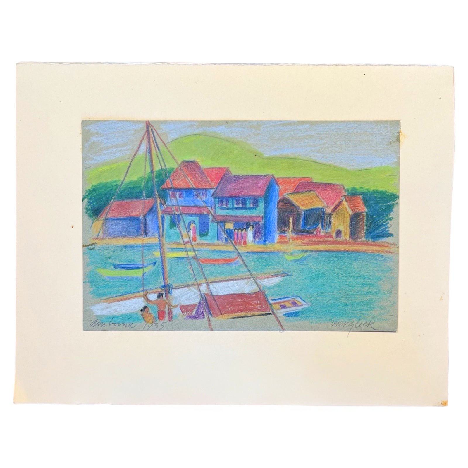 Winona Wenzlick (1907-2002): Travel Sketches: Amboina, Indonesia, 1935 (Signed)