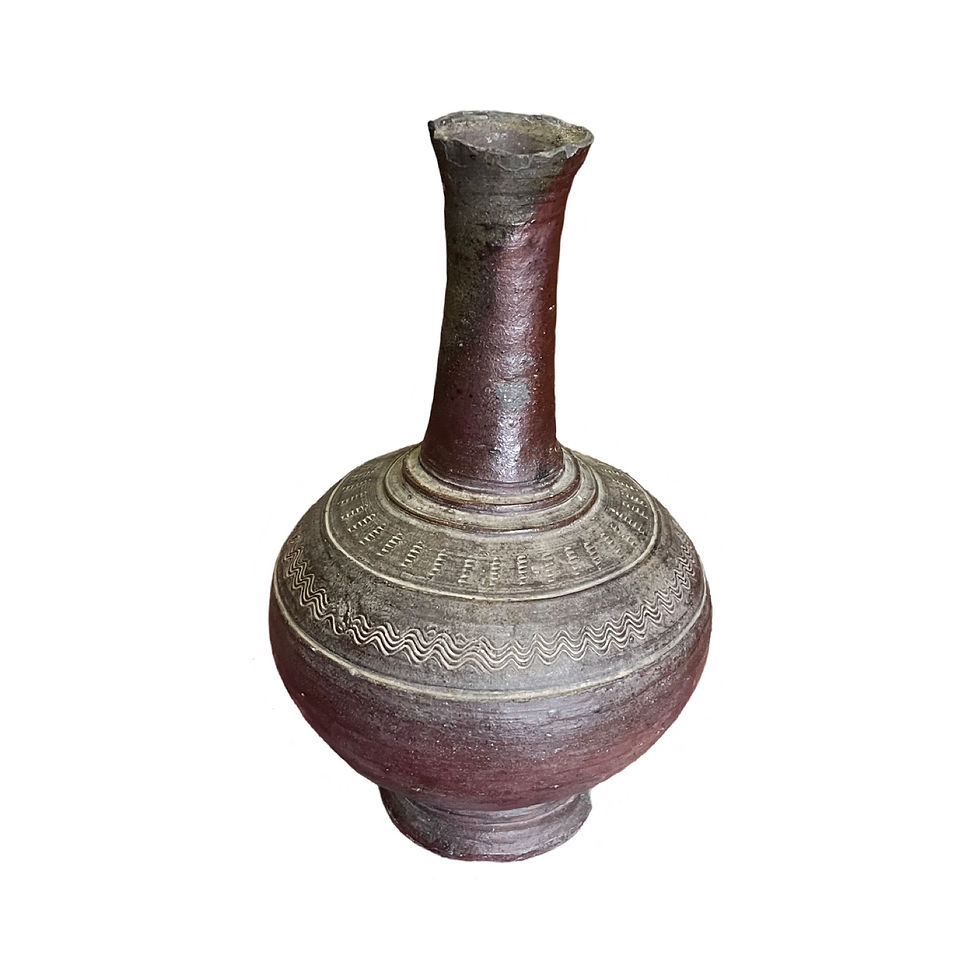 Thumbnail: Heavy Stoneware Long-Necked Vase 11” Tall