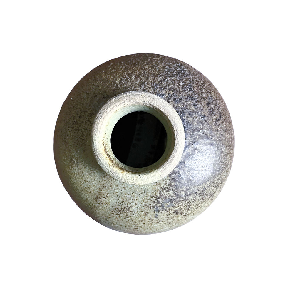 Thumbnail: Light Olive and Brown Speckled Small Jar/Vase, 3 ½” Tall