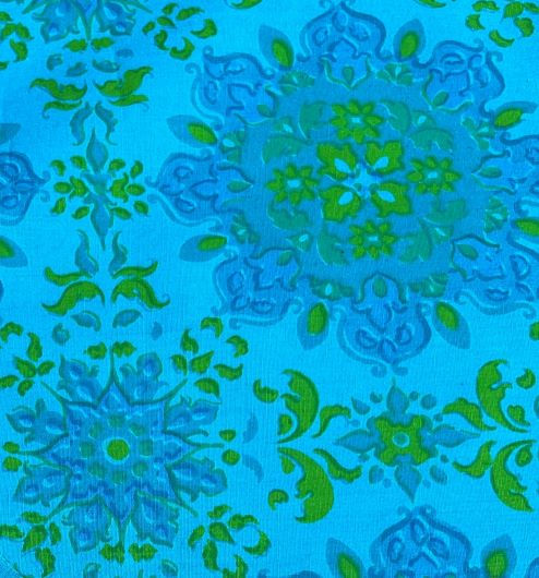 Thumbnail: TOTT 021 Bright Blue and Mustard Floral Fabric