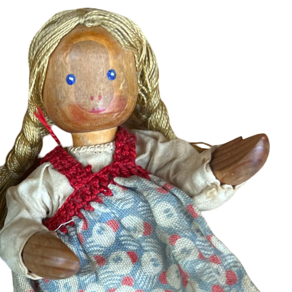Thumbnail: Antique Wooden Carved Wired Peg Leg Dolls (One in Need of Repair)