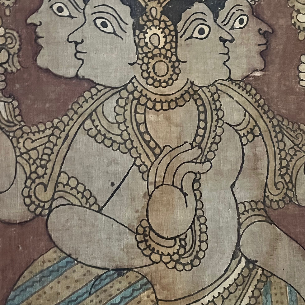 Thumbnail: Large Vintage Kalamkari Painting Wall Hanging Mounted (51” x 64.5”)