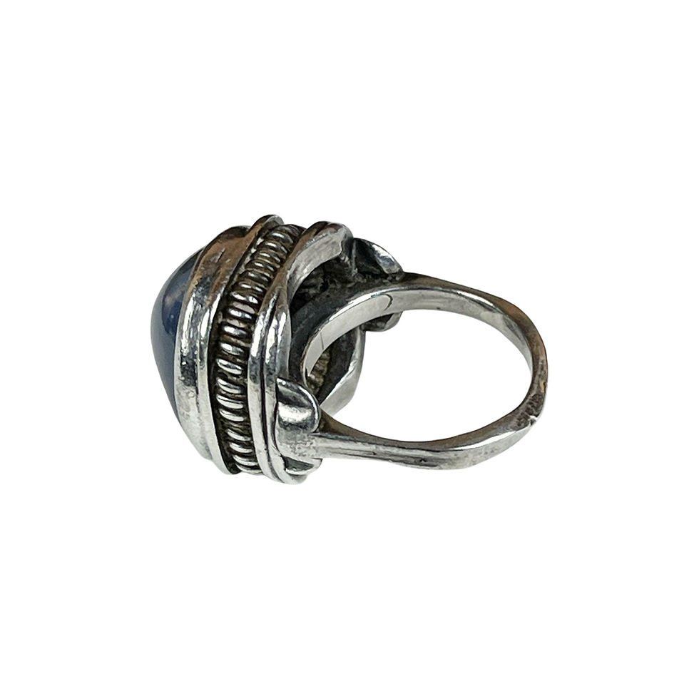Thumbnail: Unisex Blue Stone Unmarked Silver Ring, Size 5.75