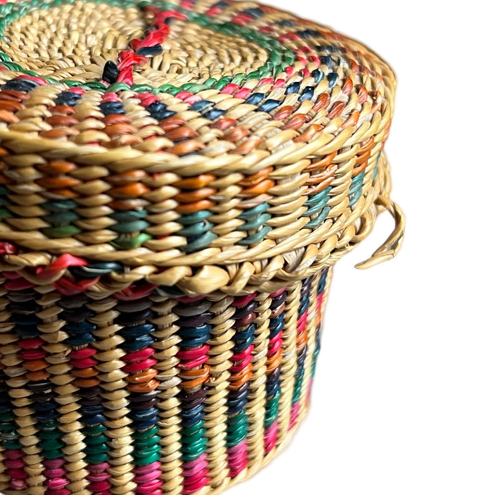 Thumbnail: Handwoven Chinese Sweet Grass Basket Nesting Set of 5 With Lids