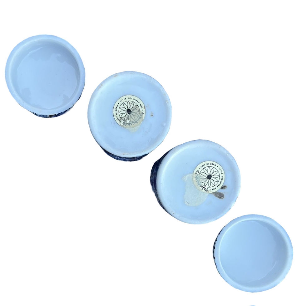 Thumbnail: Vintage Takakashi Porcelain Lidded Trinket Jarlets (Set of 2)